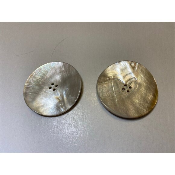 Lot 2 Vtg Large Natural Mother of Pearl Shell 2.5" Coat Buttons Antique Carved - Picture 6 of 6